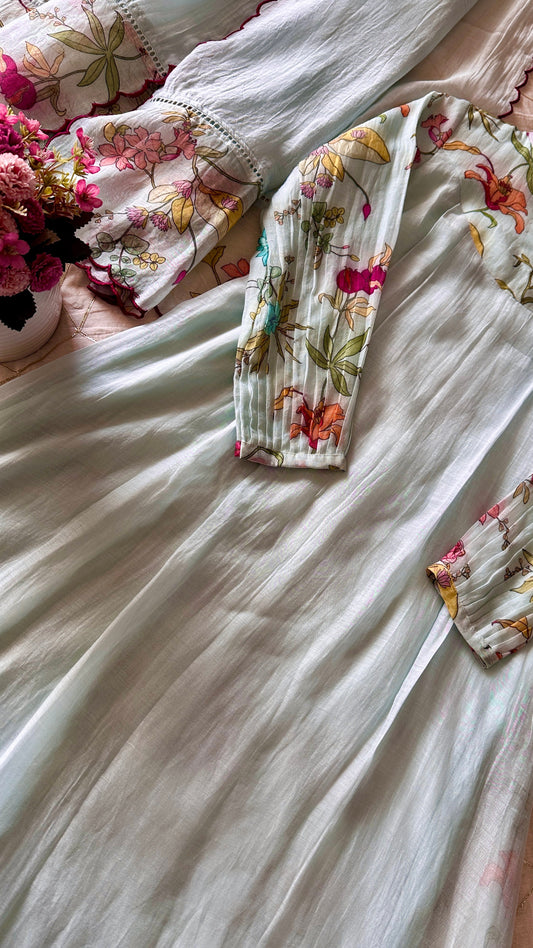 Blue Haze Chanderi Suit Set – Pastel Perfection with Floral Charm