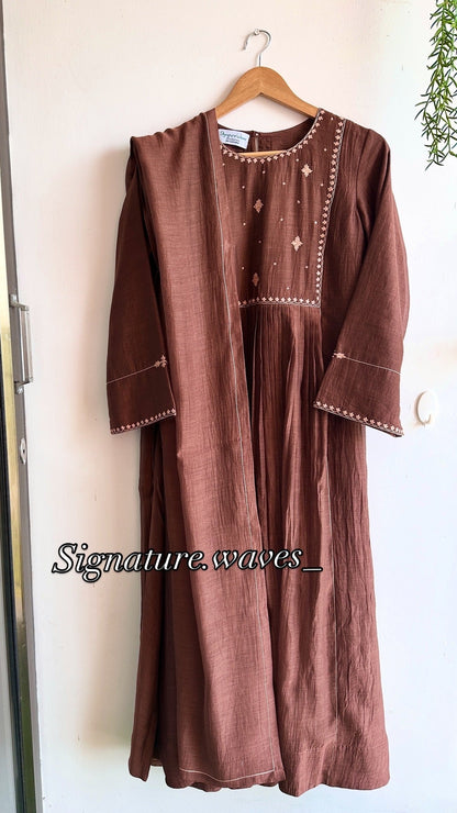 Clay Muse Chanderi Suit Set – Earthy Elegance with Hand Embroidery