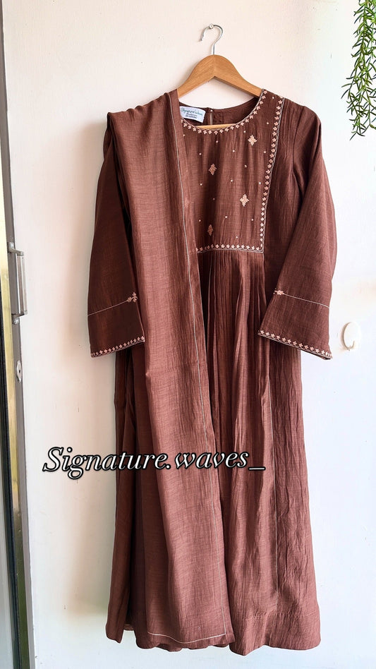 Clay Muse Chanderi Suit Set – Earthy Elegance with Hand Embroidery