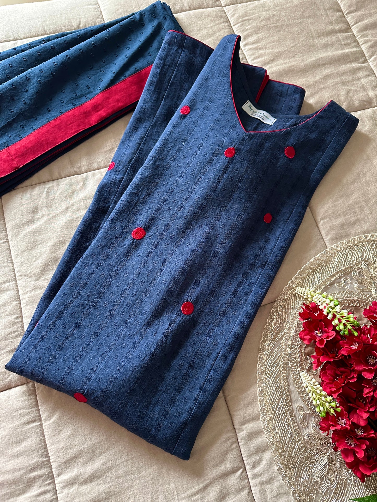 Dotted Grace Cotton Suit Set – Vintage Charm in Polka Dots