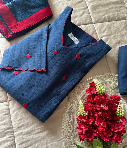 Dotted Grace Cotton Suit Set – Vintage Charm in Polka Dots