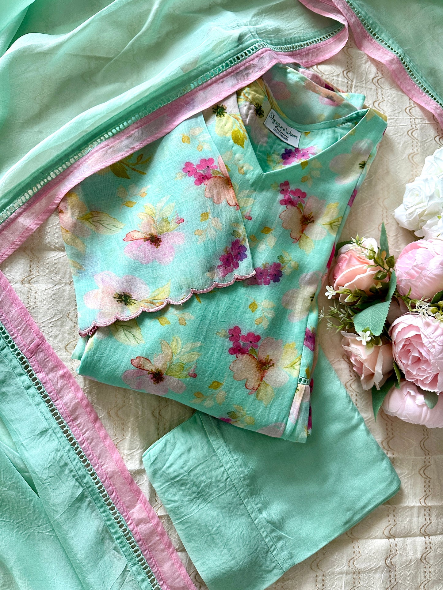 Aafreen Pastel Floral Set – Soft Elegance in Bloom
