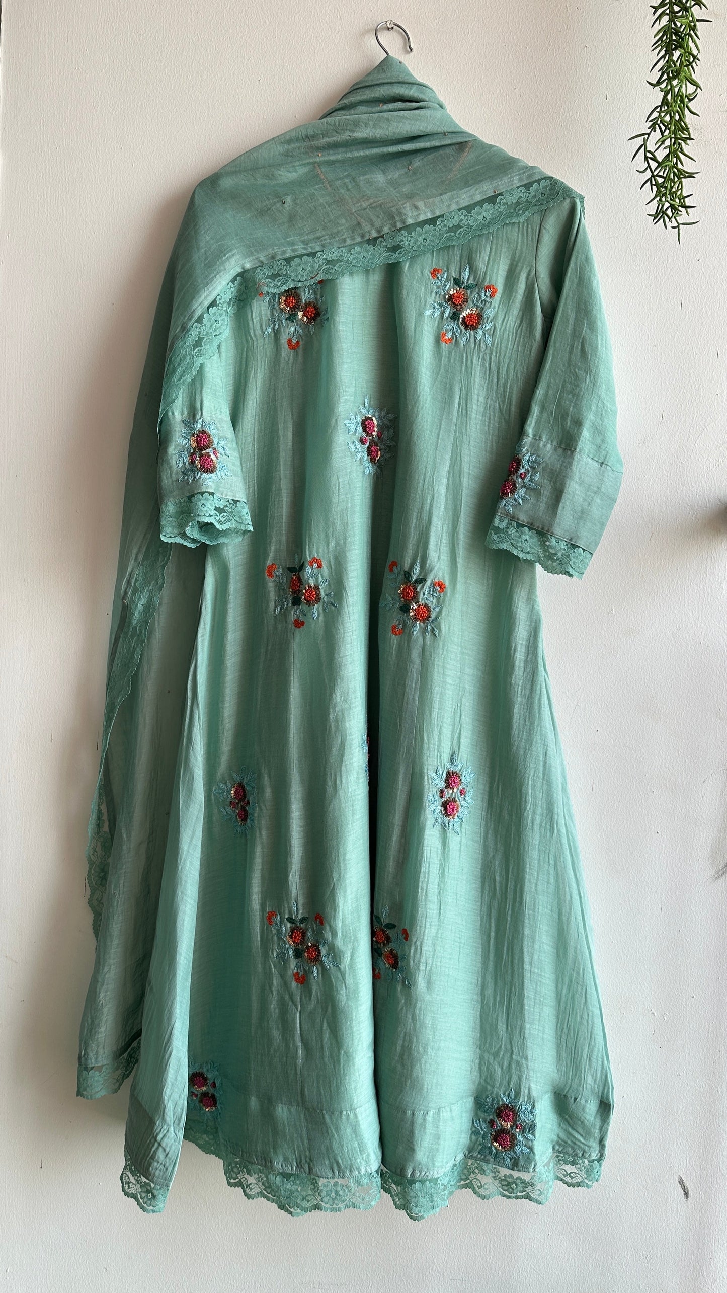 Ocean medley -  Mint Blue and Turquoise Three-Panel A-line Suit Set