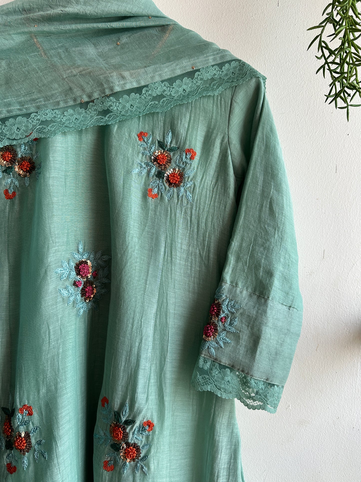 Ocean medley -  Mint Blue and Turquoise Three-Panel A-line Suit Set