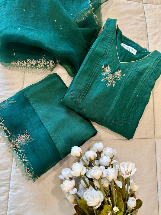 Soul in Green – Chanderi A-Line Suit Set